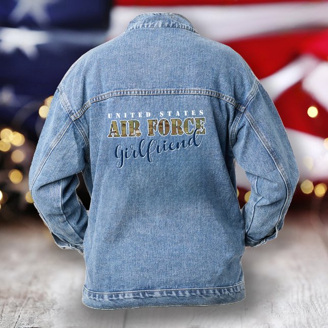Luftwaffenfreund I Militärische Kampagne I USAF Jeansjacke (Patriotic military proud Air Force Girlfriend, camouflage, trendy denim jacket, Christmas Gift, cute)