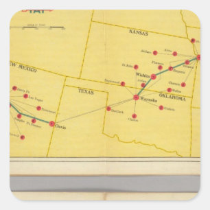Luftweg von Los Angeles nach Columbus Quadratischer Aufkleber