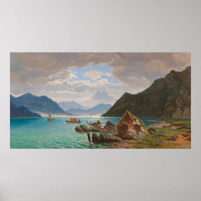 Luganersee[1859] von François Roffiaen (1820-1898) Poster (Vorne)