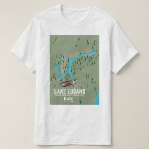Luganersee Italien - Schweiz Reiseplakat T-Shirt