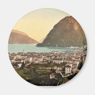 Lugano, Gesamtansicht, Tessin, Schweiz vintage Magnet
