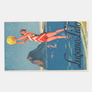 Lugano Lido Rechteckiger Aufkleber