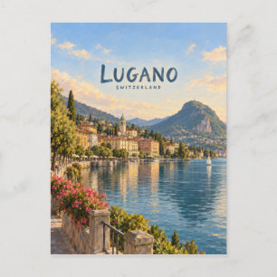 Lugano Malerische Reise Kunst Postkarte