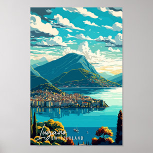 Lugano Schweiz Kunst, Dichtung und Musik Poster