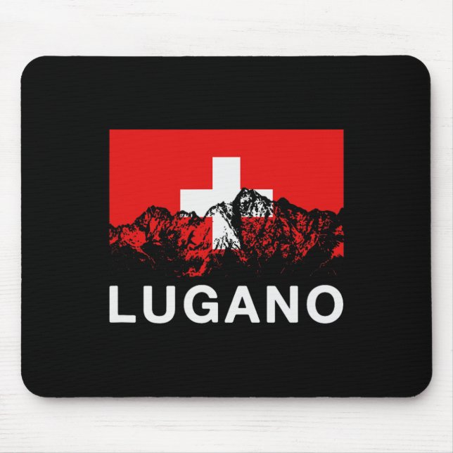 Lugano Schweiz Schweizer Flagge Mousepad (Vorne)