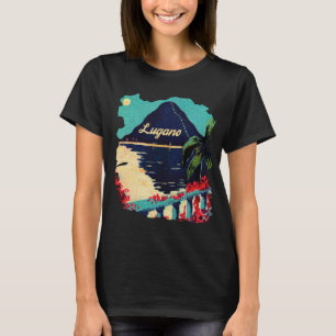 Lugano Schweiz See Berg Blau Reisen T-Shirt