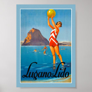 Lugano Schweiz Vintage Reiseposter Restauriert Poster