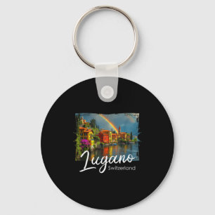Lugano Vintage Schweiz T-Shirt Alpen Wandern Lago Schlüsselanhänger