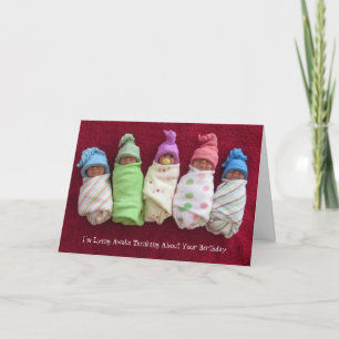 Lügen wach: Lehm-Babys, Skulpturen: Geburtstag Karte