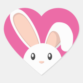 Lugender Osterhase Herz-Aufkleber
