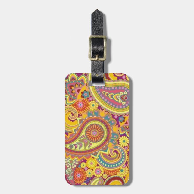 luggage label with paisley design gepäckanhänger (Vorderseite vertikal)