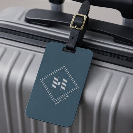 Luggage Tag | Modern Geometric Monogram Initial Gepäckanhänger