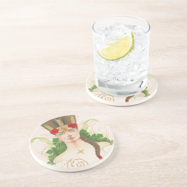 Lughnasadh Goddess Tailtiu Getränkeuntersetzer (Seite)