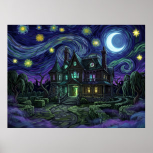 Luigi's Mansion Nintendo GameCube Sternennacht Poster