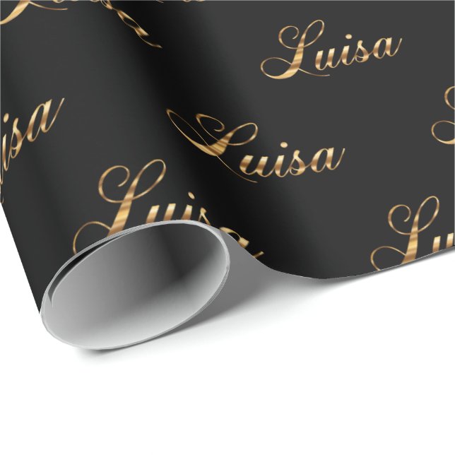 Luisa gold Design Lettering Geschenkpapier (Rolleneckpunkt)