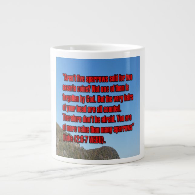 Lukas 12:6-7 WEBU Mug Jumbo-Tasse (Vorderseite)