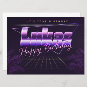 Lukas Name Vorname lila retro Karte Geburtstag