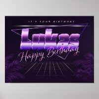 Lukas Name Vorname lila retro Poster geburtstag
