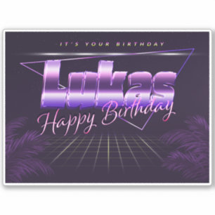 Lukas Name Vorname lila retro Sticker Geburtstag