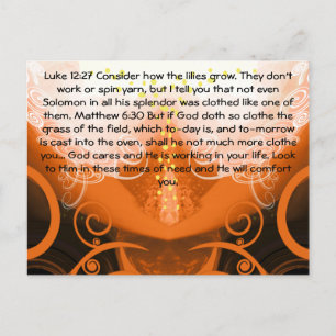 Luke 12:27 Überlegen Sie, wie die Lilien wachsen. Postkarte