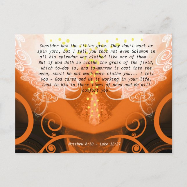 Luke 12:27 Überlegen Sie, wie die Lilien wachsen. Postkarte (Vorderseite)