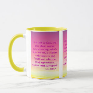 Luke 12:33 KJV Bibelschrift Pic Two-Tone Tasse