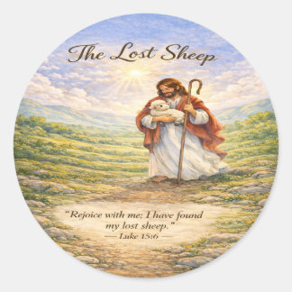 Luke 15 Parable Lost Sheep Runder Aufkleber