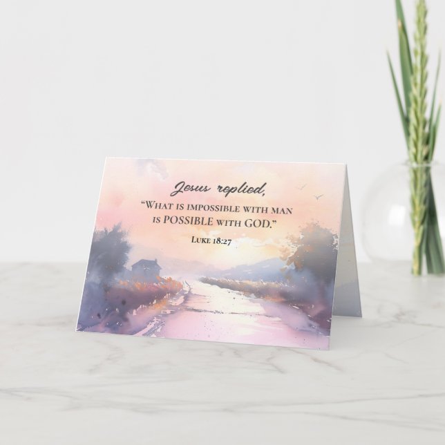 Luke 18:27 Jesus antwortete mit der Bibel Gottes a Karte (Vorderseite)