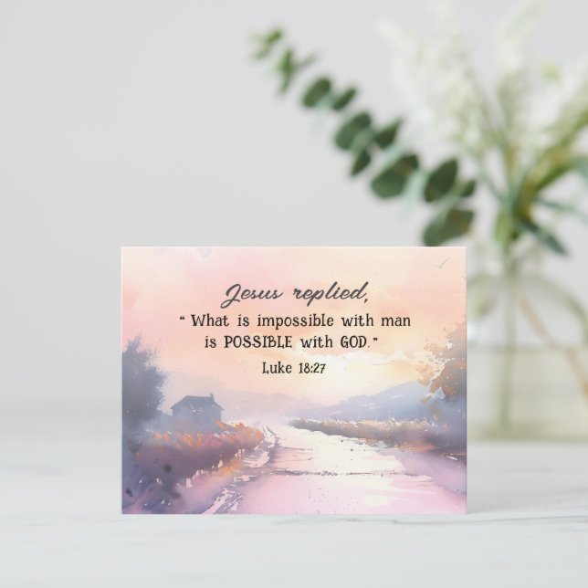 Luke 18:27 Möglich mit Gott Jesus Bibelkarte (Stehend Vorderseite)