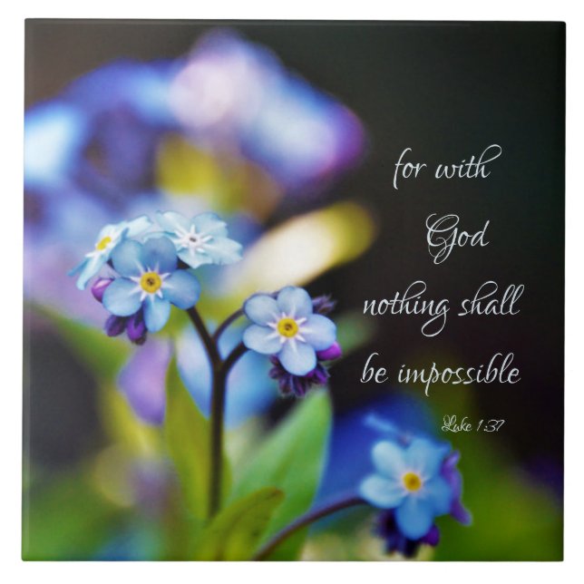 Luke 1:37 Denn mit Gott wird nichts unmöglich sein Fliese (Vorderseite)