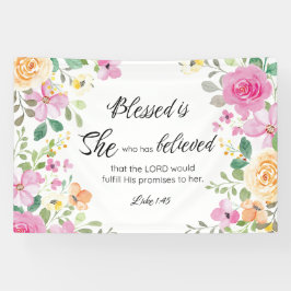 Luke 1:45 Gesegnet ist sie, Frauen-Schrift Bloral Banner