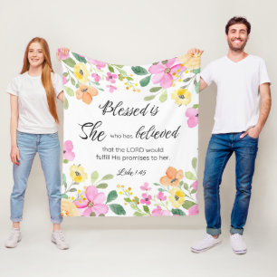 Luke 1:45 Gesegnet ist sie, Frauen-Schrift Bloral Fleecedecke