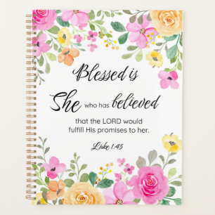 Luke 1:45 Gesegnet ist sie, Frauen-Schrift Bloral Planer