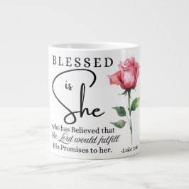 Luke 1:45 Gesegnet ist Sie Rose Blume Jumbo-Tasse