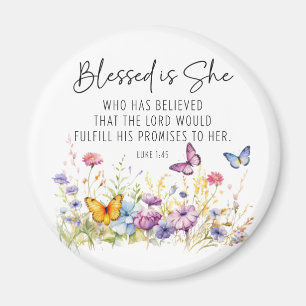 Luke 1:45 Gesegnet ist Sie Schrift Wildblumen Magnet