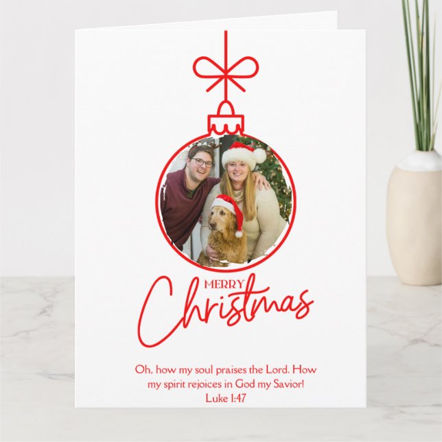 Luke 1:47 Christliche Weihnachtsgrüßkarte Karte (Vorderseite)