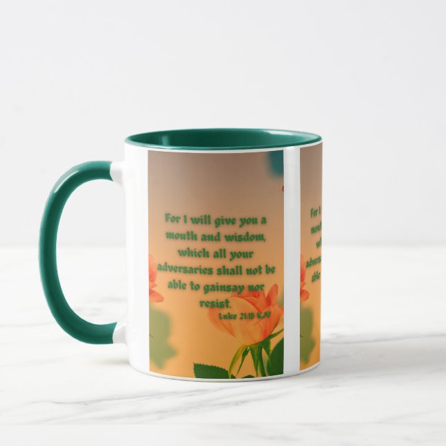 Luke 21:15 KJV Bible Verse Pic Zwei-Tone-Tasse Tasse (Links)