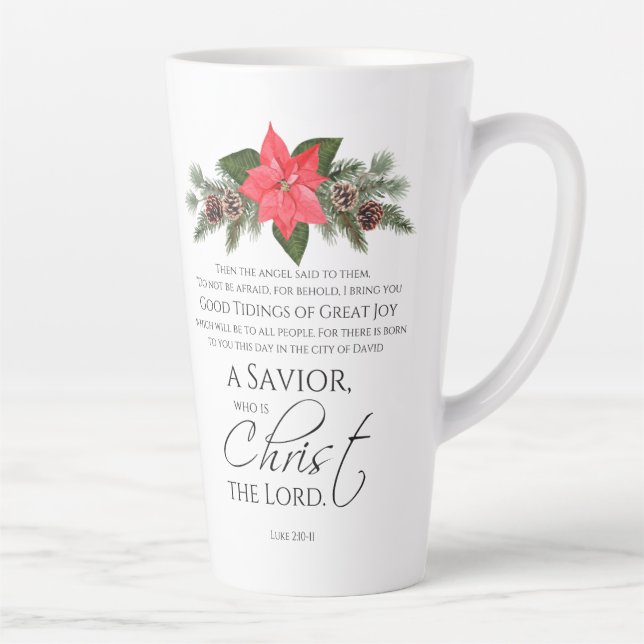 Luke 2:10-11 Gute Nachricht Poinsettia Weihnachten Milchtasse (Rechts)