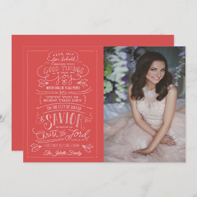 Luke 2-10-11 Passage Weihnachtsgrüßkarte Einladung (Vorne/Hinten)