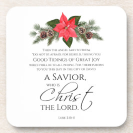 Luke 2:10-11 Poinsettia Weihnachtsschrift Getränkeuntersetzer