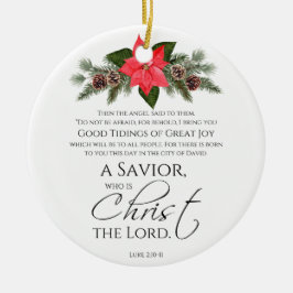 Luke 2:10-11 Poinsettia Weihnachtsschrift Keramik Ornament