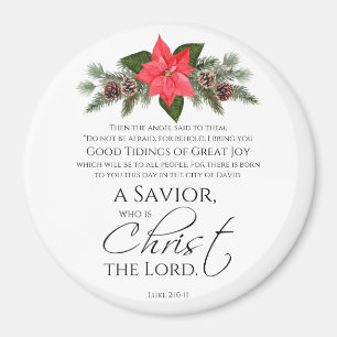 Luke 2:10-11 Poinsettia Weihnachtsschrift Magnet
