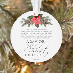 Luke 2:10-11 Poinsettia Weihnachtsschrift Ornament