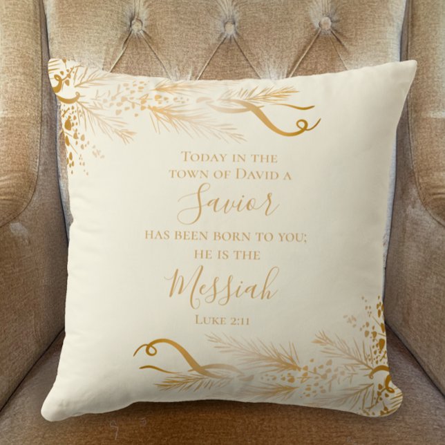Luke 2:11 Christliche Schrift Gold Frohe Weihnacht Kissen (Luke 2:11 A Savior is born Custom Bible Scripture, Golden Modern Unique Merry Christmas Decor Gift)