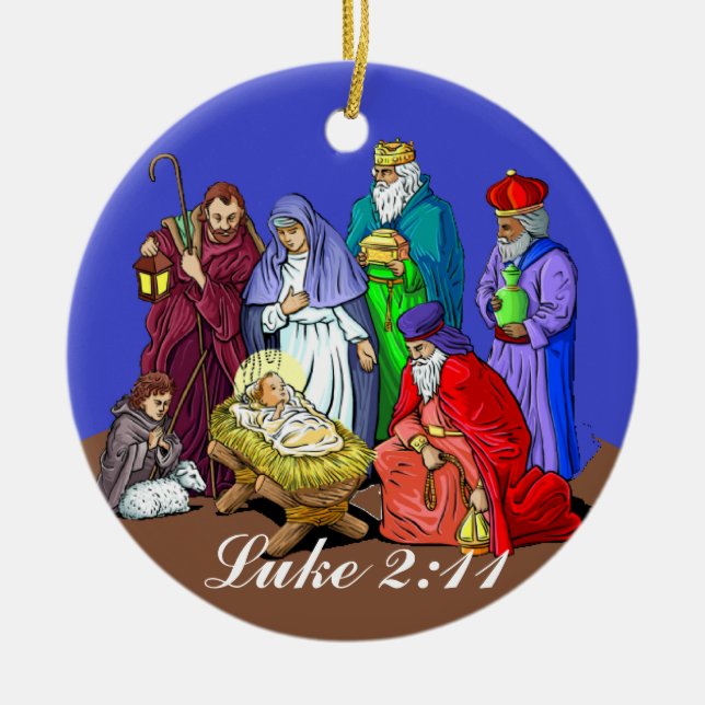 Luke-2:11 Geburt Keramikornament (Vorne)