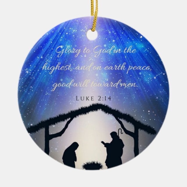 Luke-2:14 Ruhm zum Gott im höchsten Keramik Ornament (Vorne)