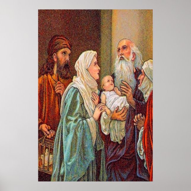 Luke 2:36-38 Anna gibt Dankposter Poster (Vorne)