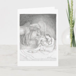 Luke 2:7 - Weihnachtskarte von Mary & Jesus Karte