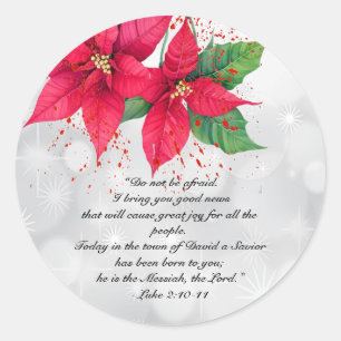Luke 2 Schöne Wasserfarbe Poinsettie Blumen Runder Aufkleber