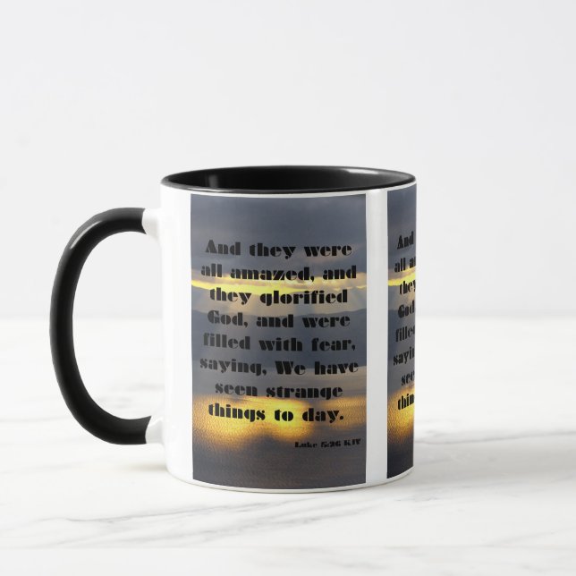 Luke 5:26 KJV Bibelschrift Pic Two-Tone Tasse (Links)
